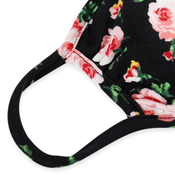 Black floral print face mask - Picture 4 of 11